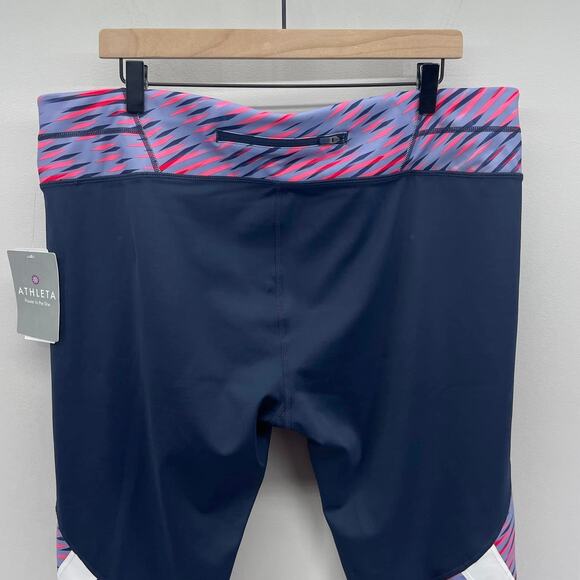 Athleta‎ Electra Sonar Navy Blue Pink 7/8 Tight - Picture 3 of 7